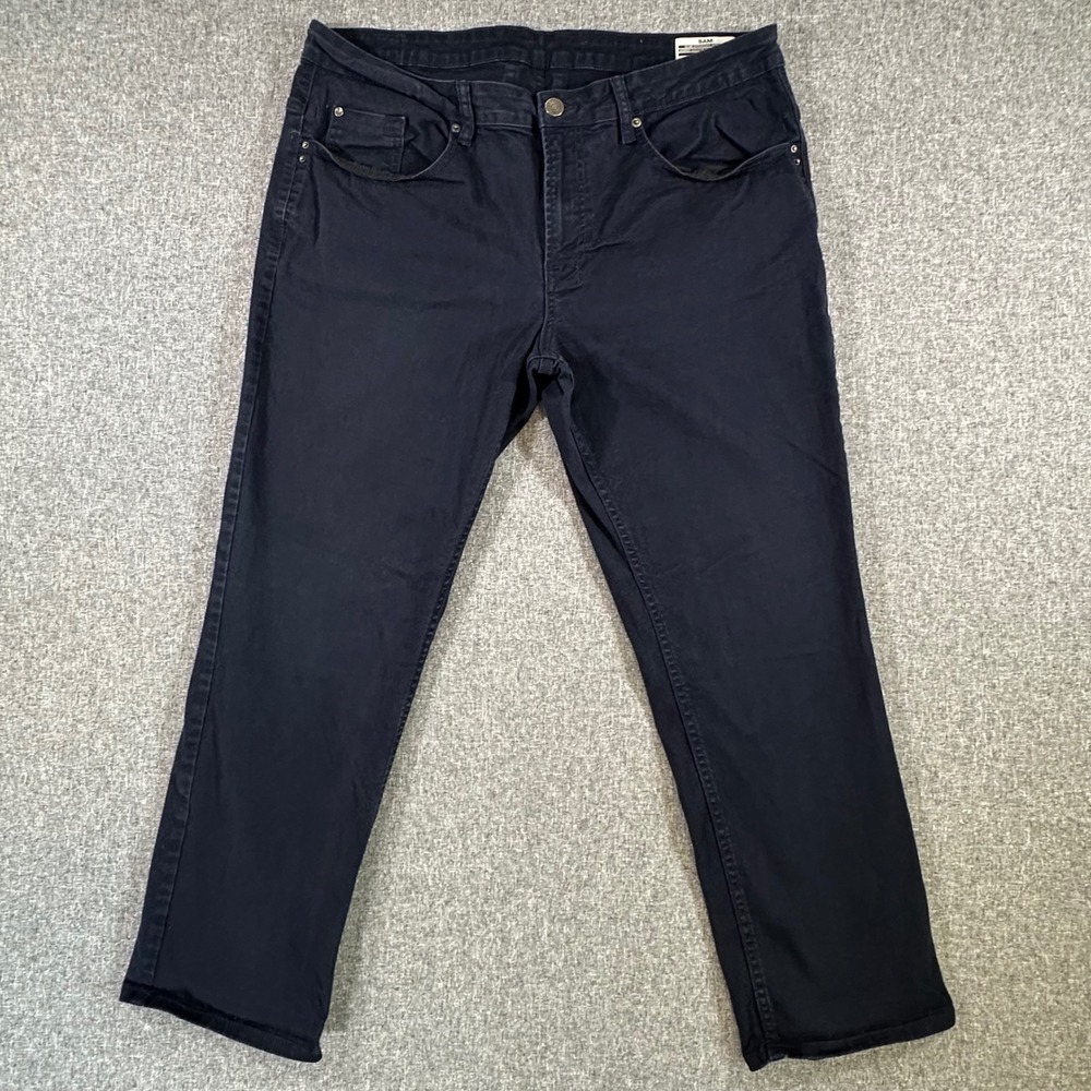 Buffalo David Bitton Pants Mens 38x30 Sam Slim Straight Navy Blue Stretch